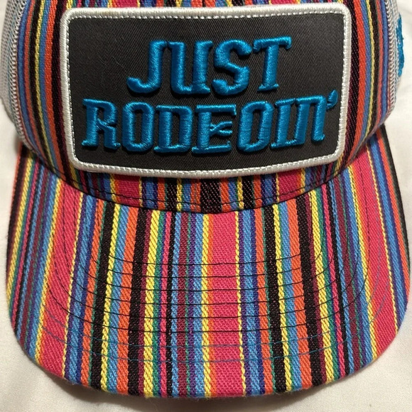 Dale Brisby Rock and Roll Denim Snapback Trucker's Cap Mesh “Just Rodeoin’” - Picture 7 of 7